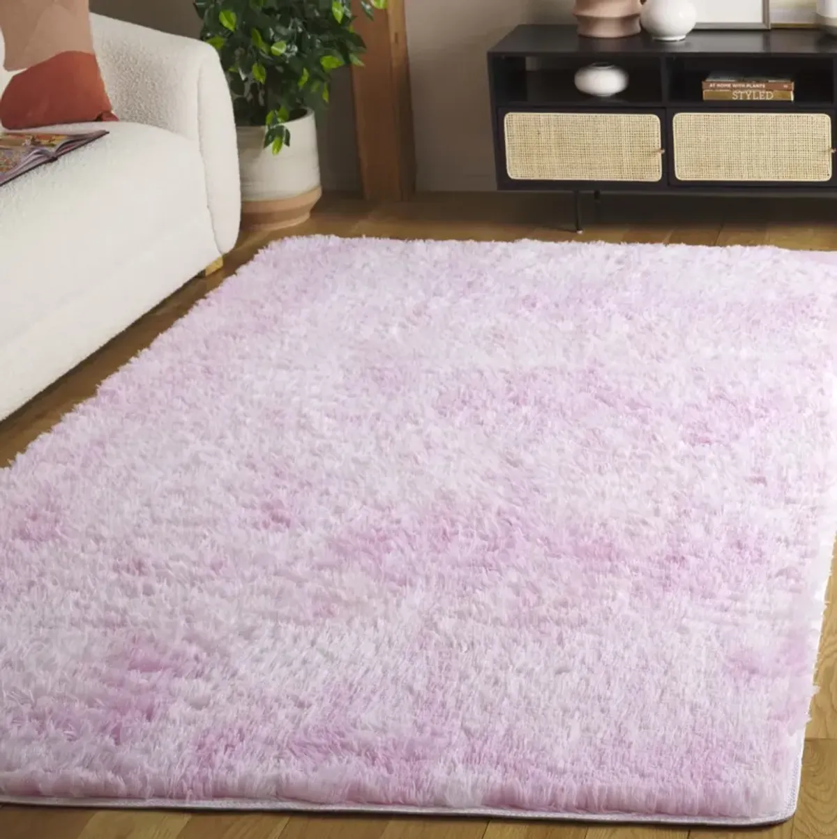 RAINBOW SHAG 100 PINK 4' x 6' Small Rectangle Rug