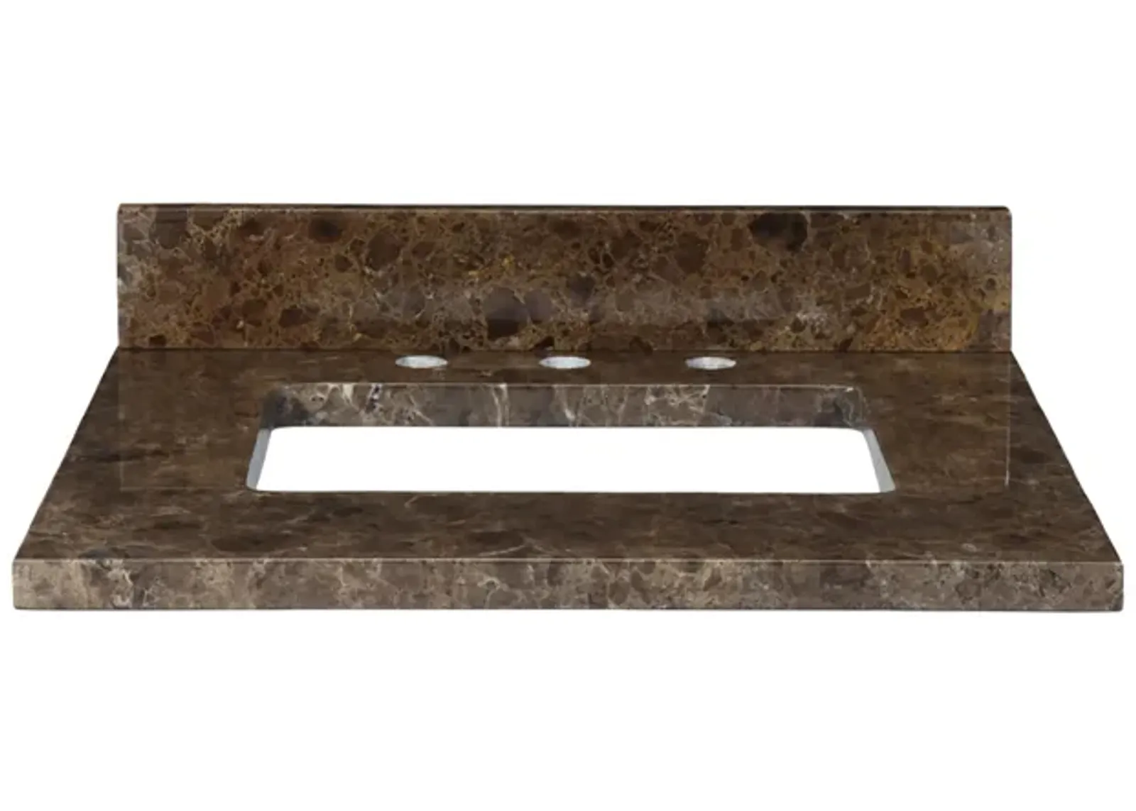 Stone Top - 25-inch for Rectangular Undermount Sink - Dark Emperador Marble