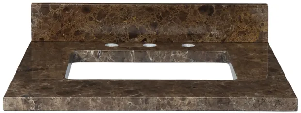 Stone Top - 25-inch for Rectangular Undermount Sink - Dark Emperador Marble