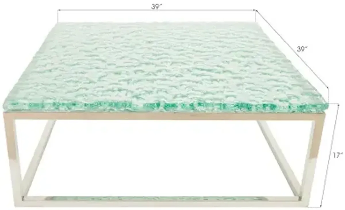 bubble glass coffee table, stainless steel base