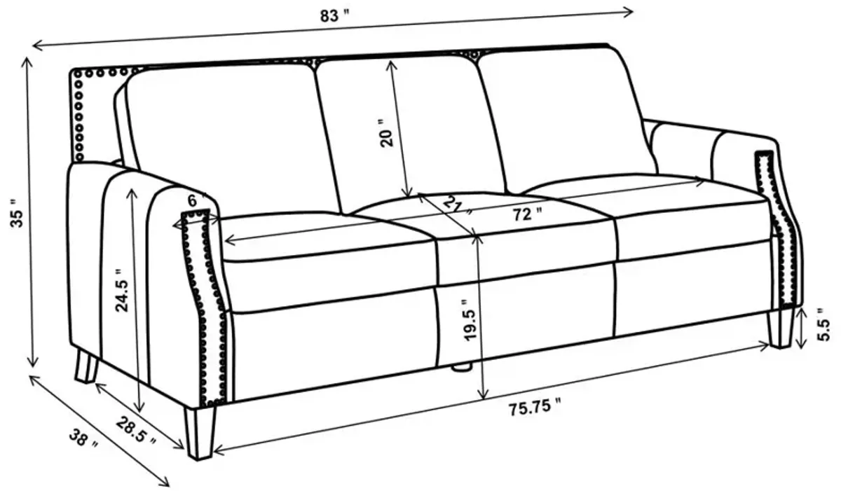 Leaton Upholstered Recessed Arms Sofa Brown Sugar