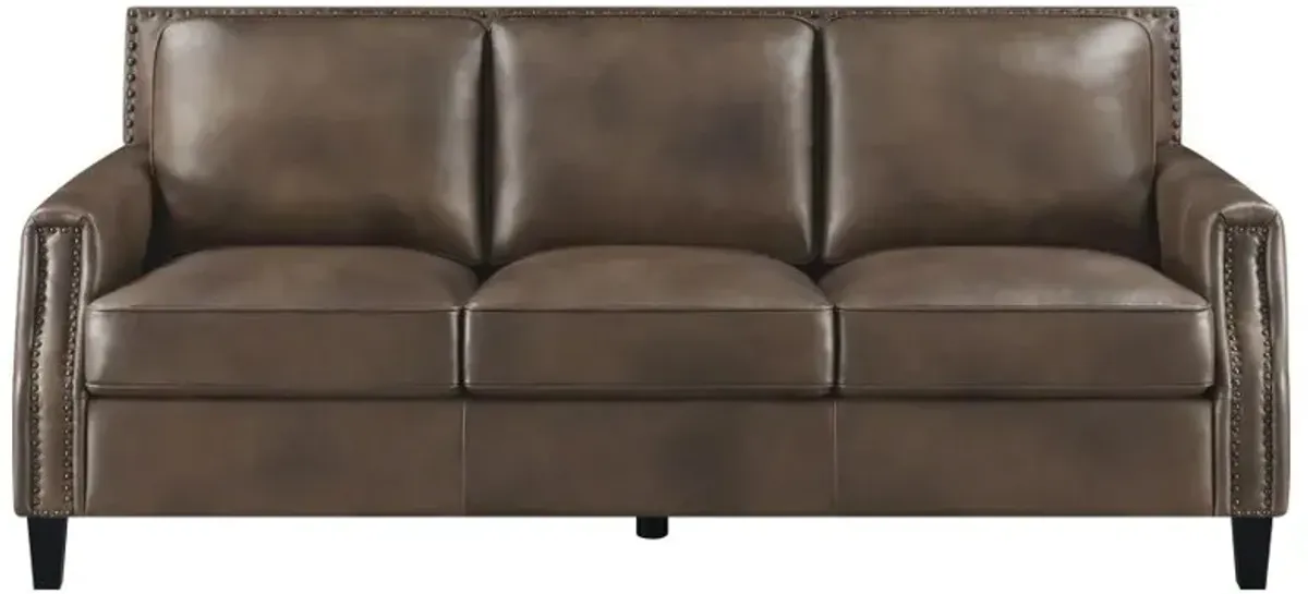 Leaton Upholstered Recessed Arms Sofa Brown Sugar