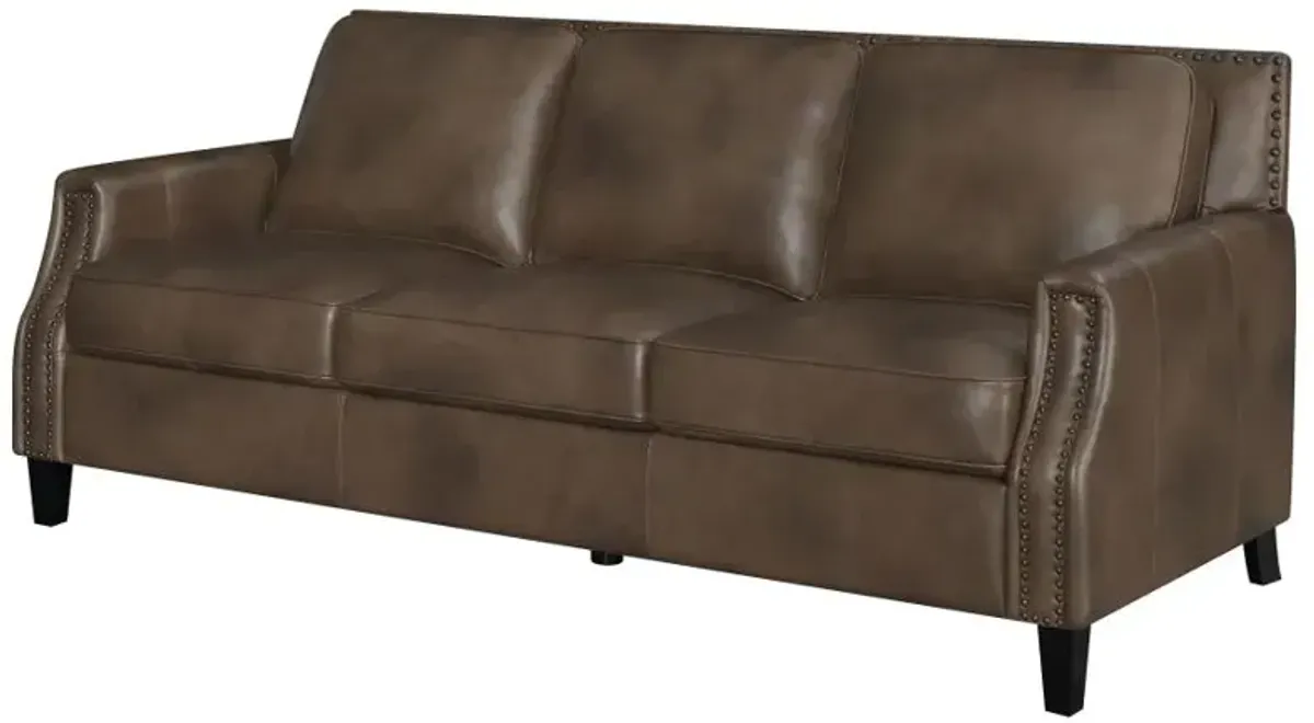 Leaton Upholstered Recessed Arms Sofa Brown Sugar