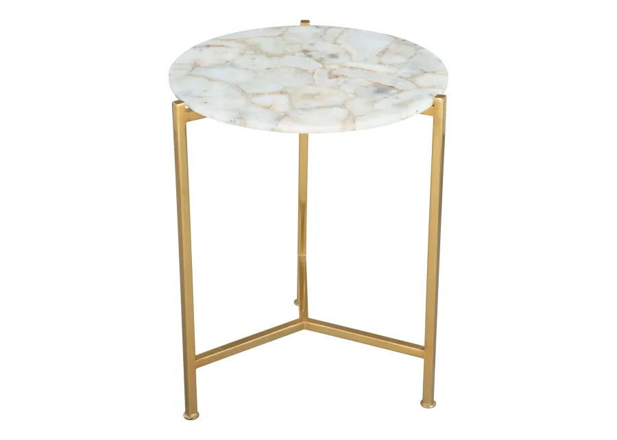 Haru Side Table White & Gold