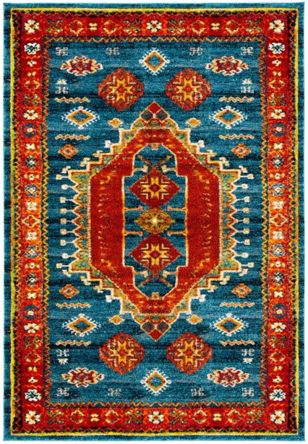 VINTAGE HAMADAN 253 BLUE  6'-7' x 9' Medium Rectangle Rug
