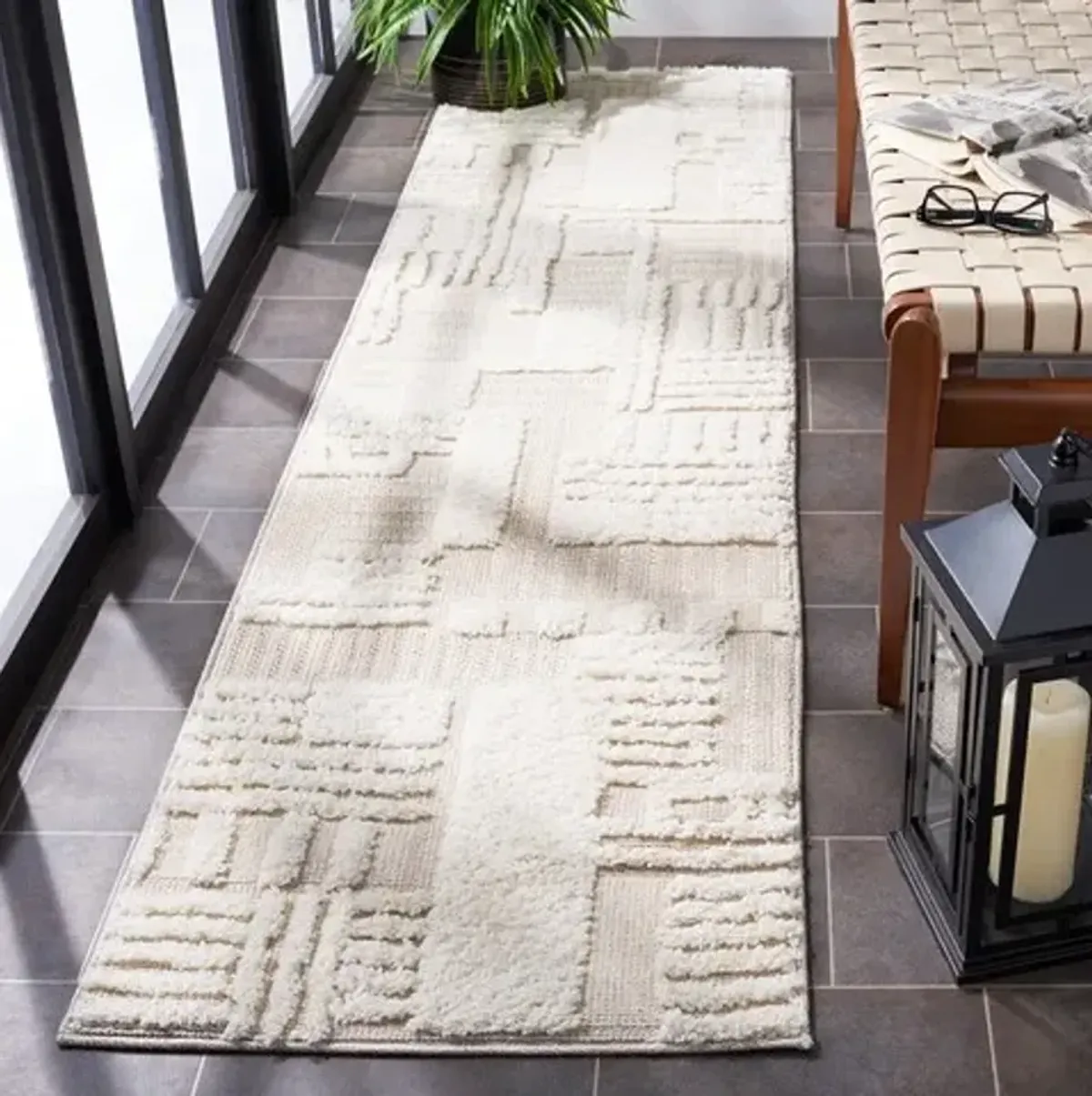 TRENDS 126 Beige 2'-2' X 7' Runner Rug