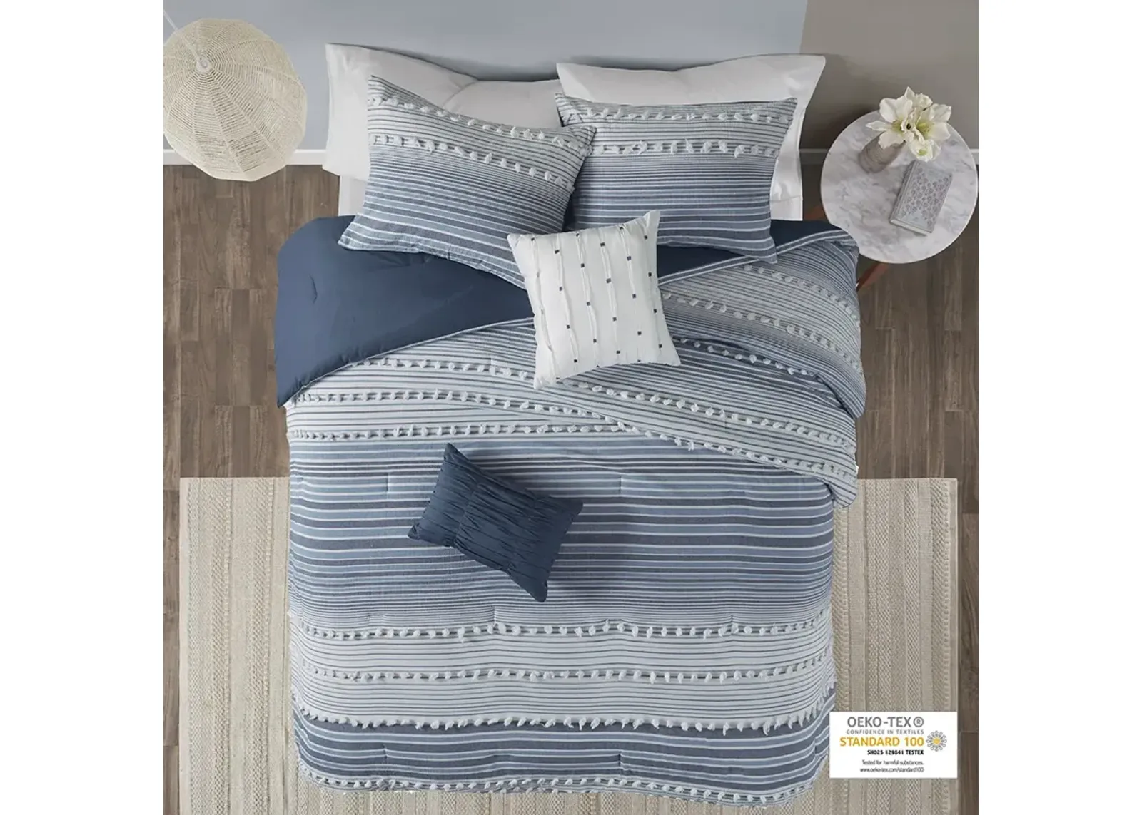 Urban Habitat Calum Navy Cotton Jacquard Comforter Set