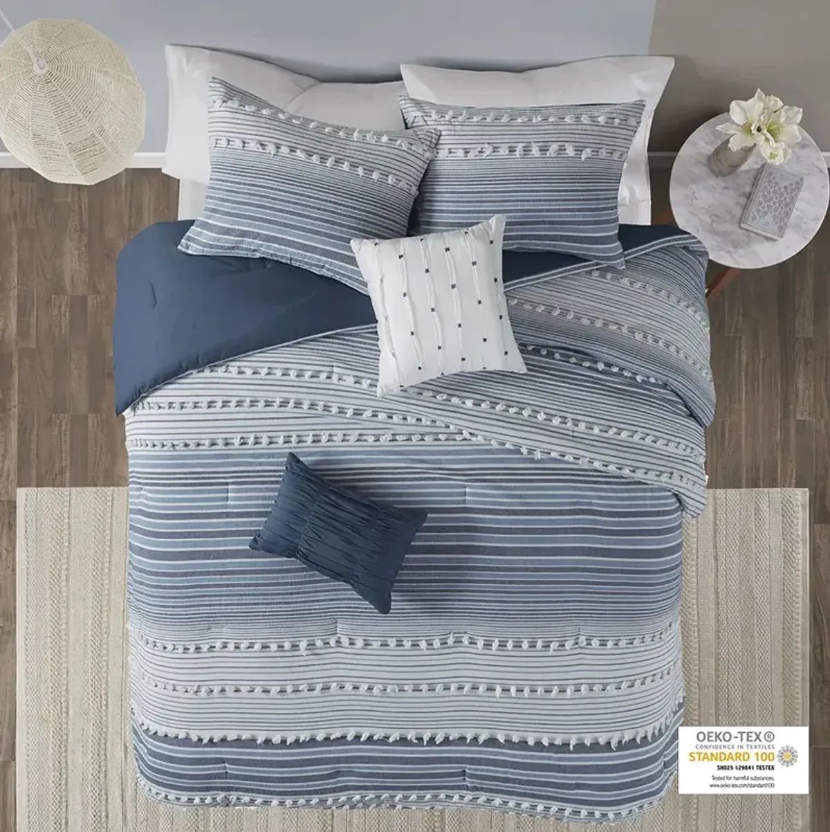 Urban Habitat Calum Navy Cotton Jacquard Comforter Set