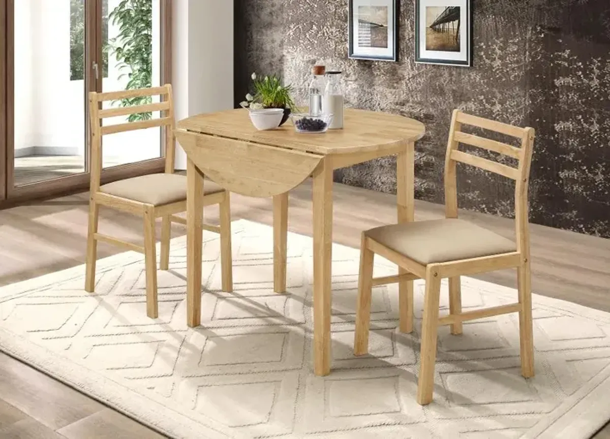 Bucknell 3-piece Dining Set with Drop Leaf Natural and Tan