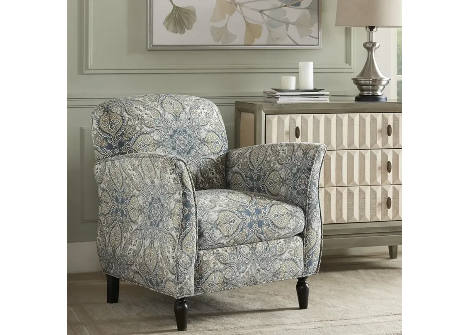 Madison Park Escher Blue Multi/Brown Accent Chair