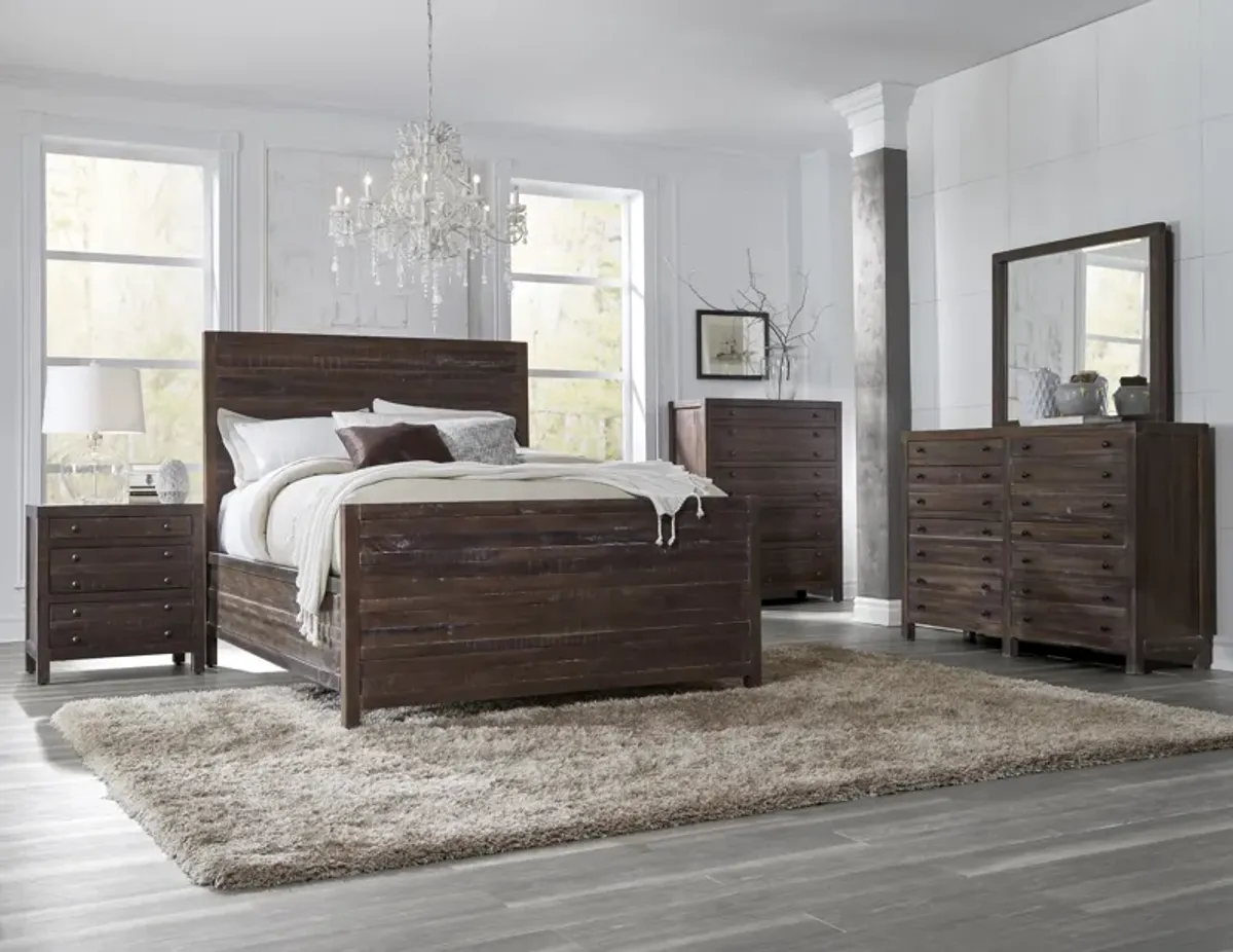 Townsend California King-size Solid Wood Panel Bed in Java