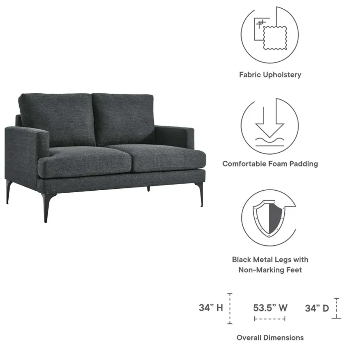 Evermore Upholstered Fabric Loveseat