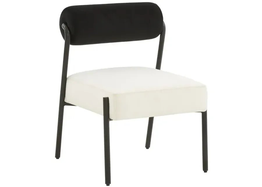 Jolene Black and Cream Velvet Dining Chair - Set of 2