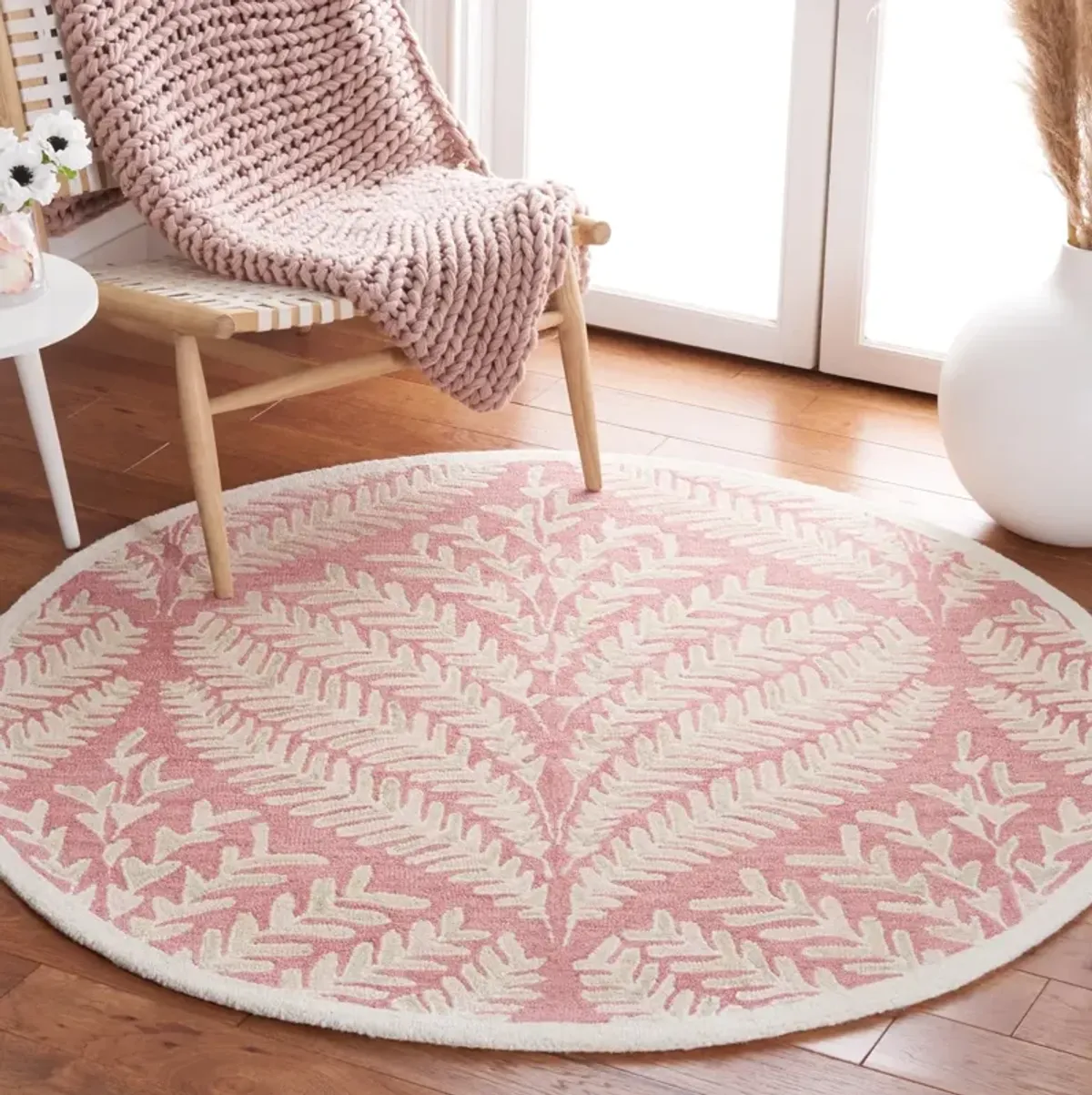 CAPRI 208 PINK  3' x 3' Round Round Rug