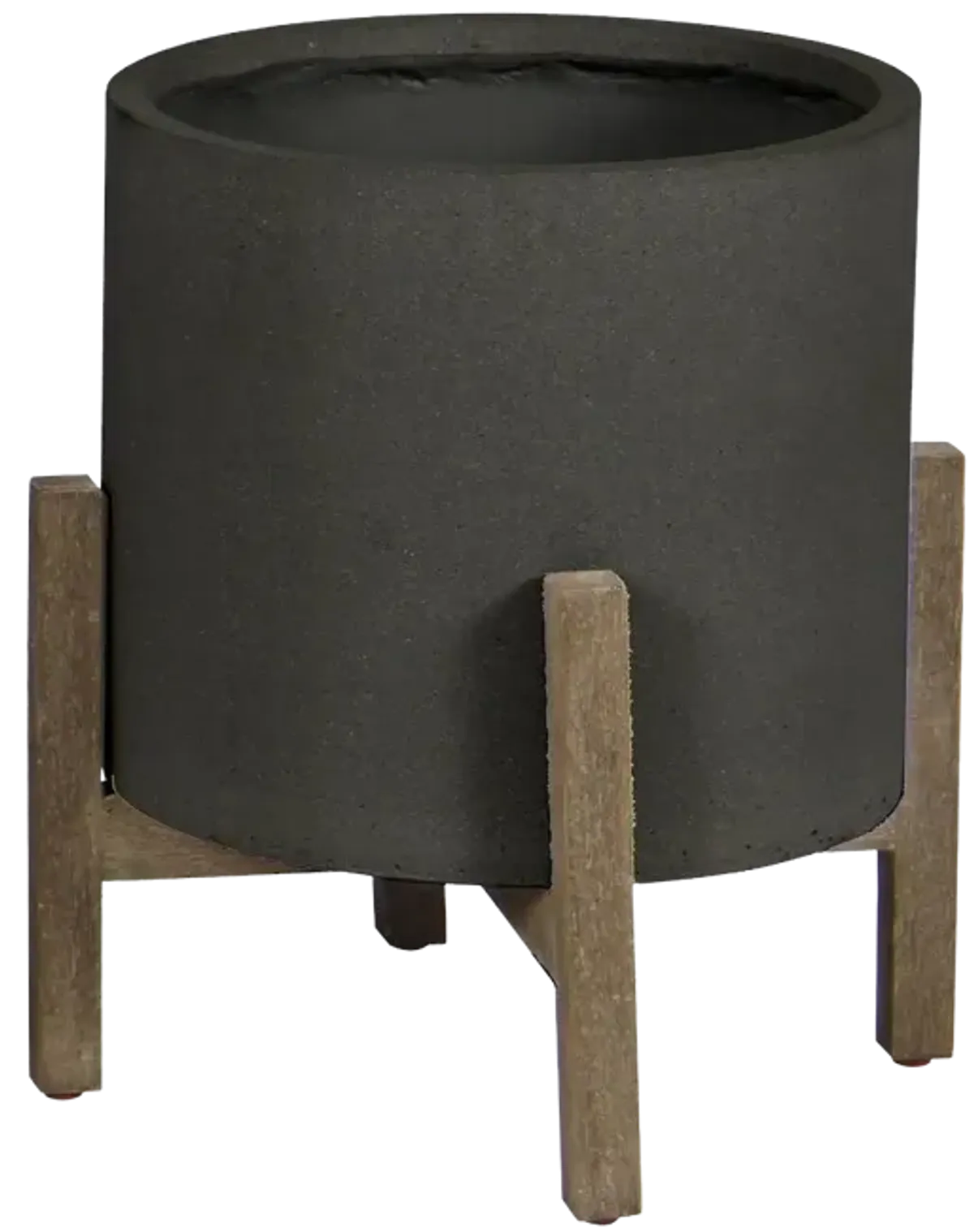 Patio Round Standing Pot Small - Black Stone