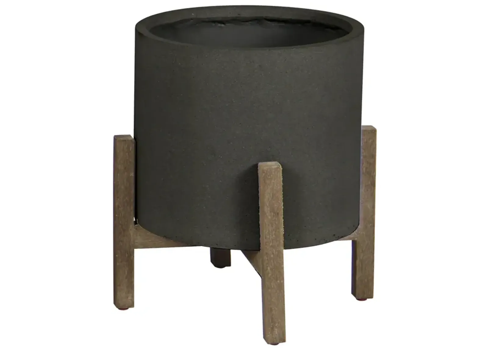 Patio Round Standing Pot Small - Black Stone