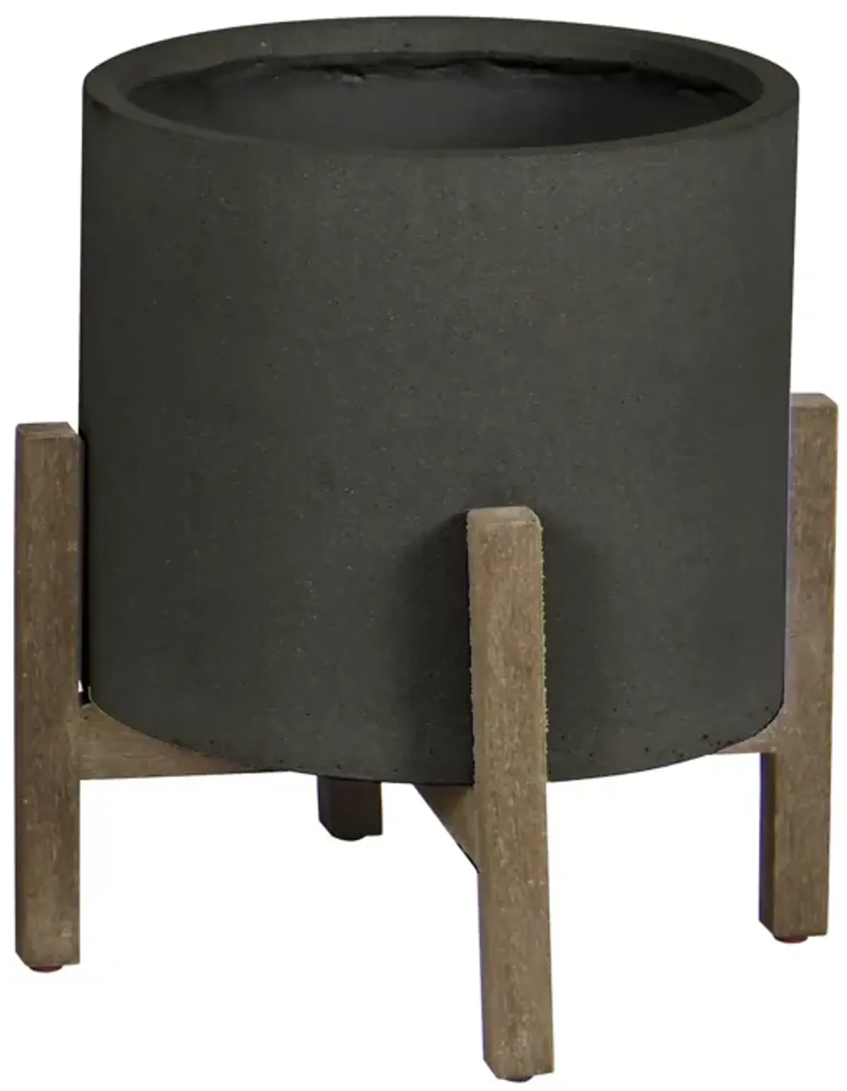 Patio Round Standing Pot Small - Black Stone