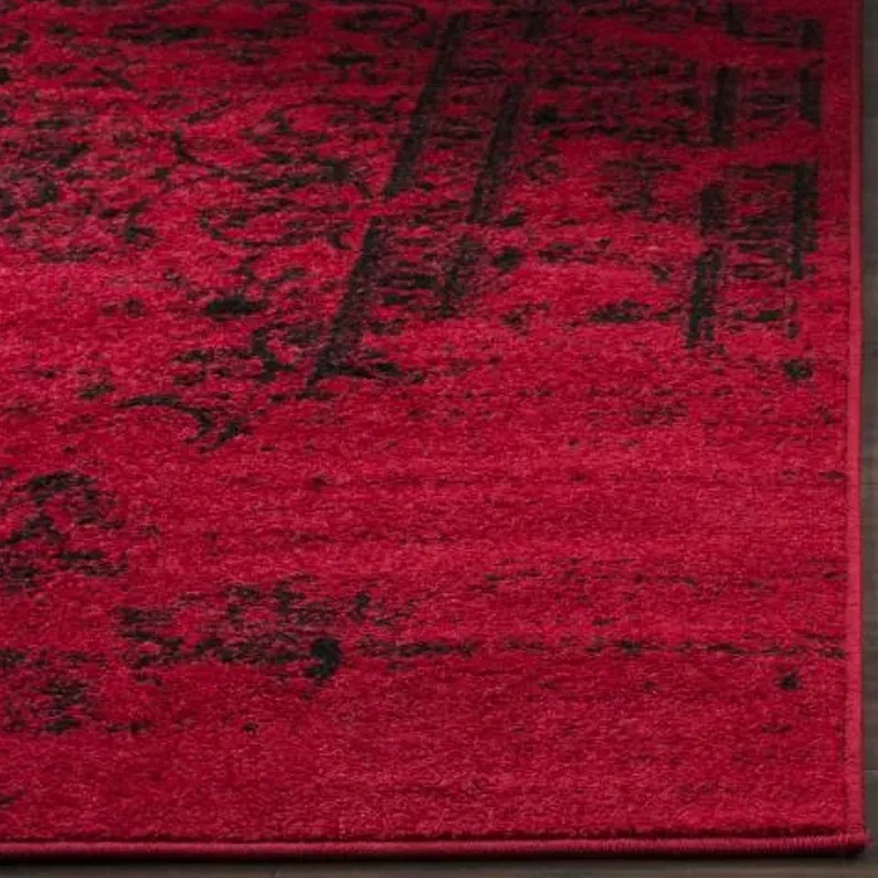 Adirondack Contemporary Red / Black 8' X 8' Square Powerloomed Rug