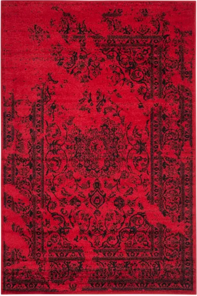 Adirondack Contemporary Red / Black 8' X 8' Square Powerloomed Rug