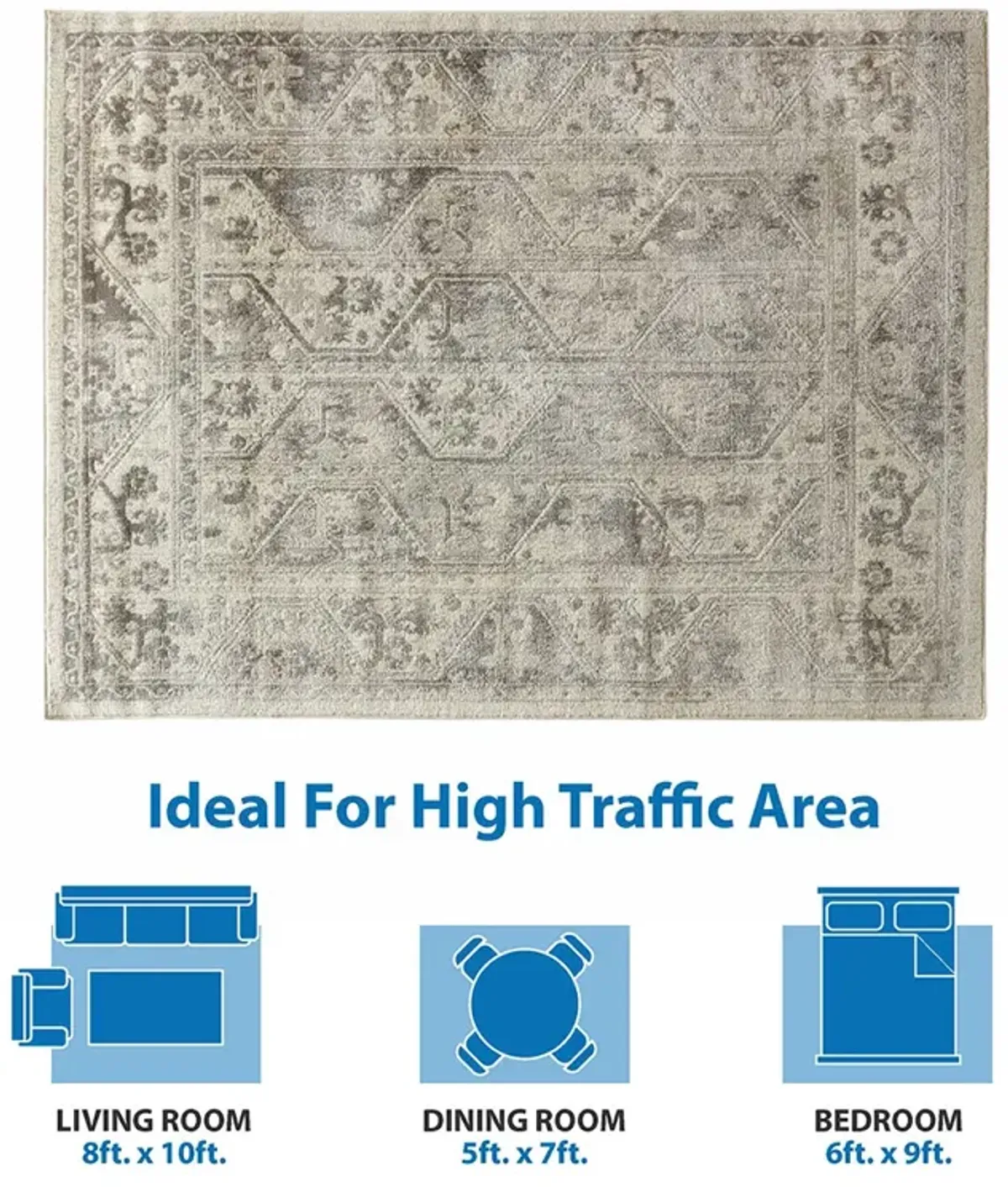 Madison Park Dakota Beige/Cream Tiled Border Area Rug