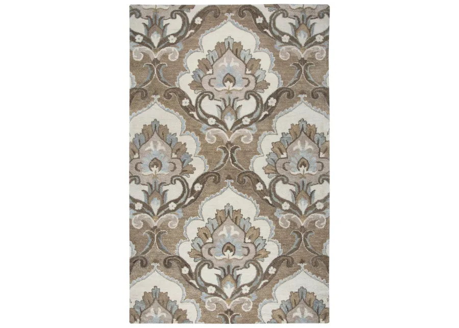 Leone Mocha Medallion Wool 8' x 10' Rectangle Rug