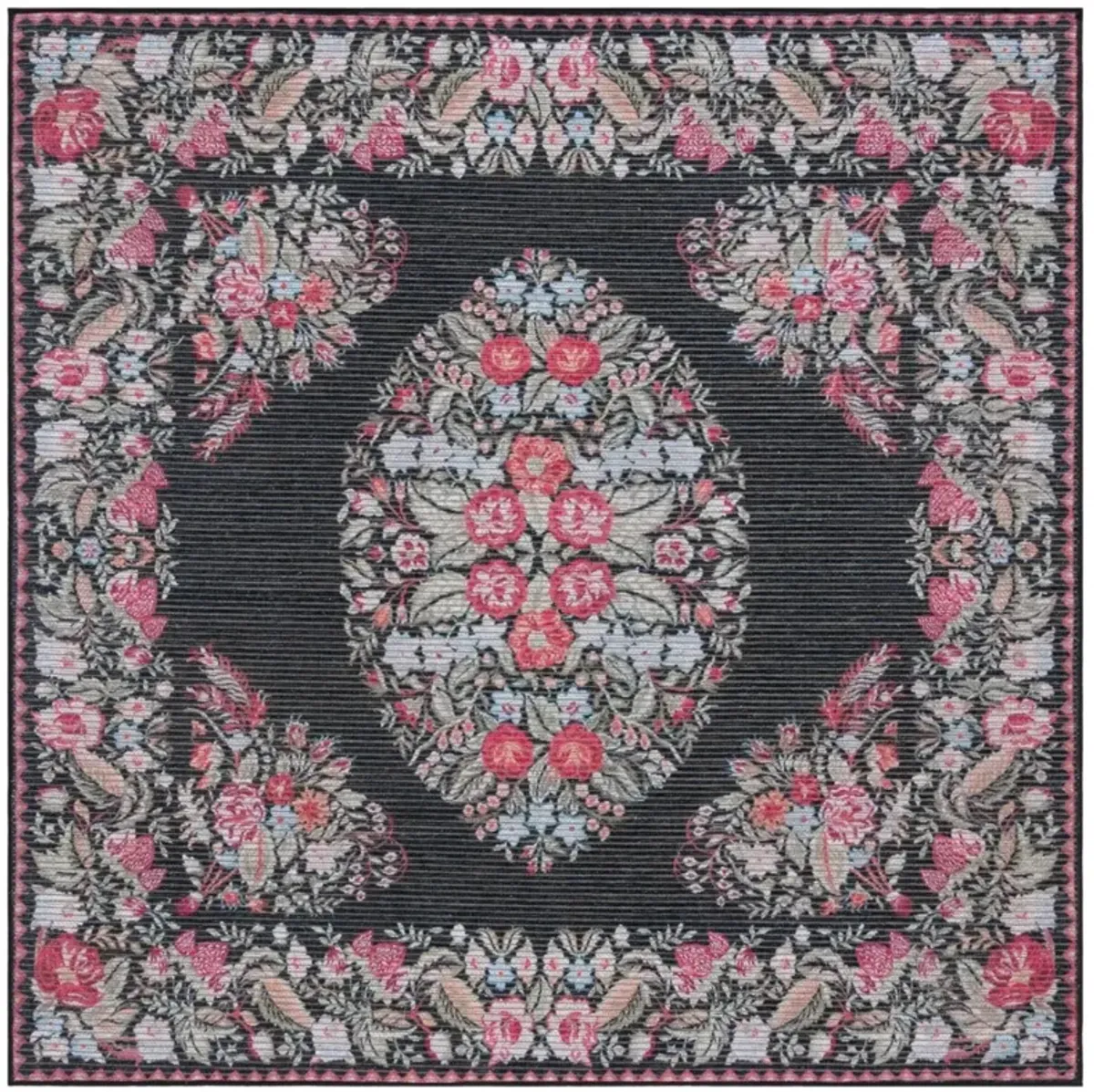 BESARABIAN 222 Black 6'-7' X 6'-7' Square Square Rug