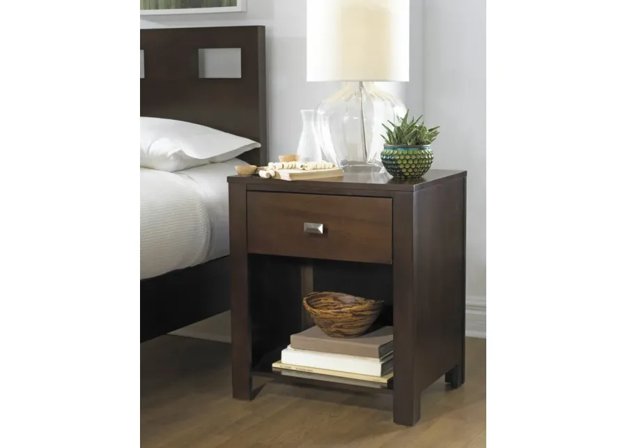 Riva One Drawer Nightstand in Chocolate Brown