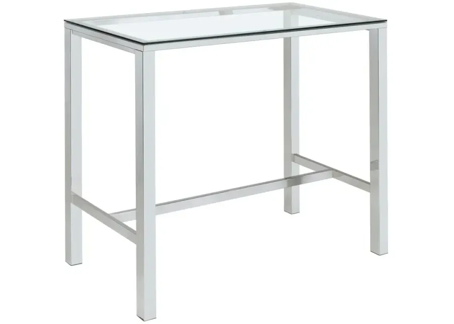 Tolbert Bar Table with Glass Top Chrome