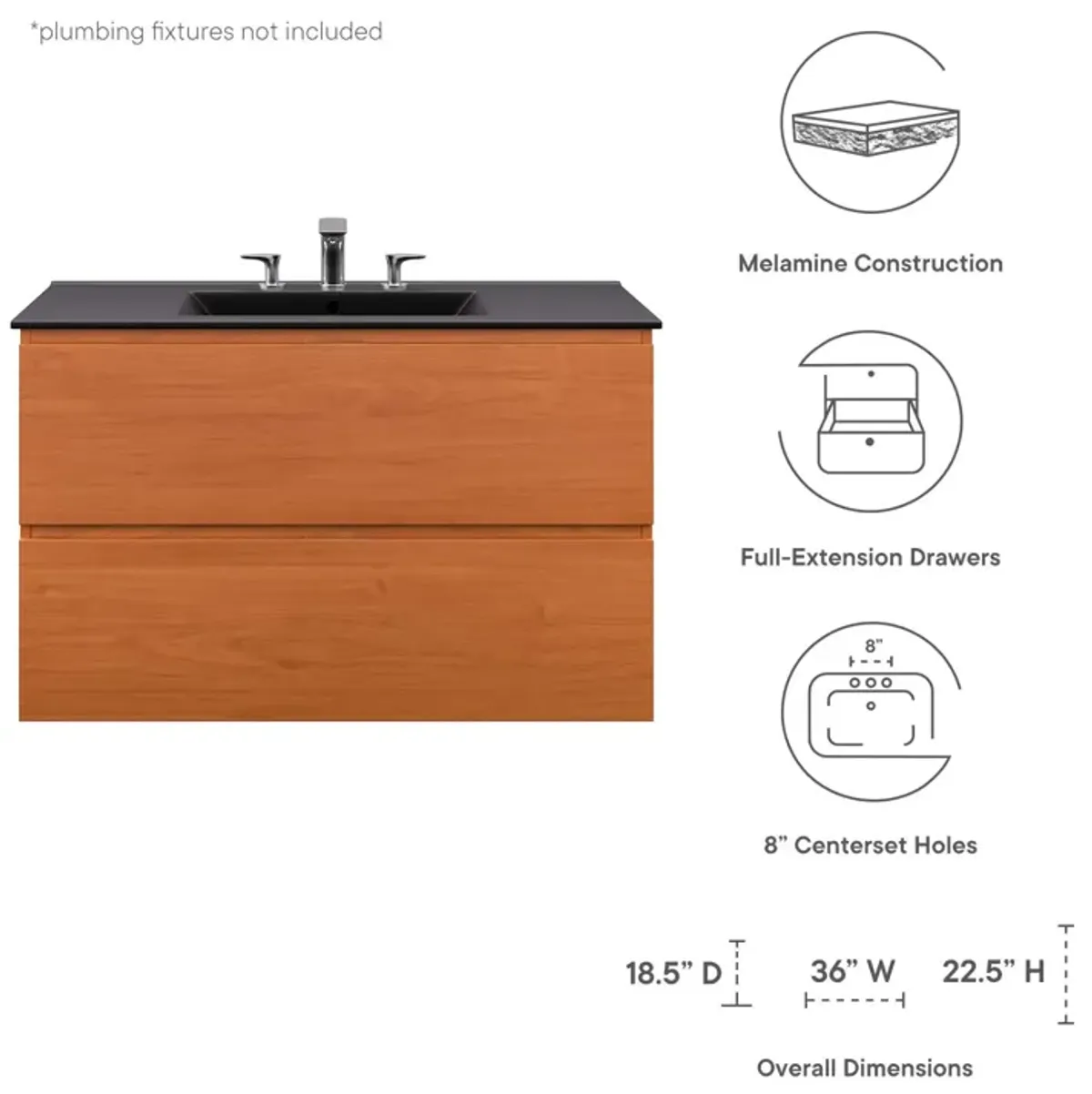 Scenic 36" Wall-Mount Bathroom Vanity