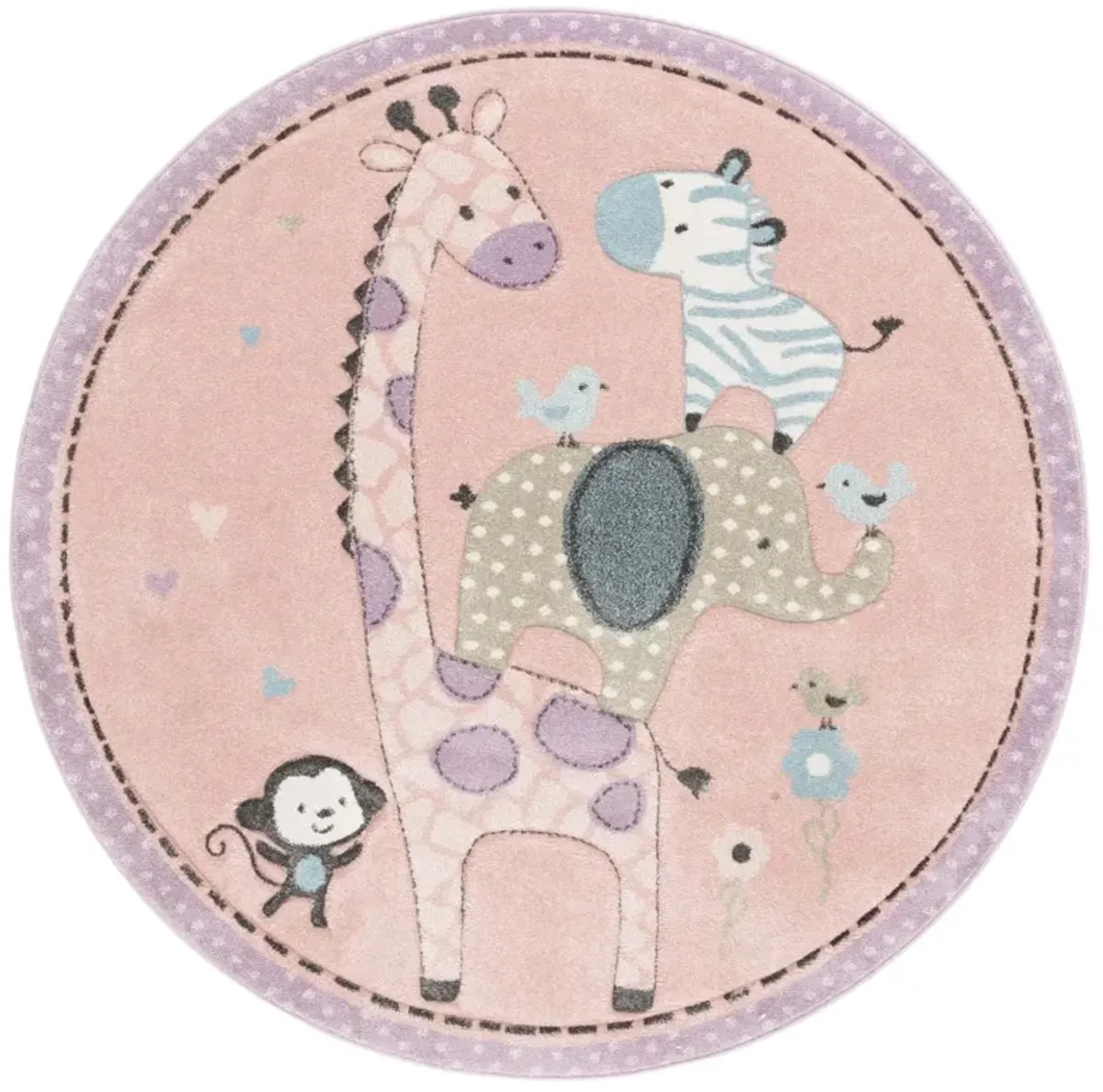 CAROUSEL KIDS 120 BLUSH PINK 5'-3' x 5'-3' Round Round Rug