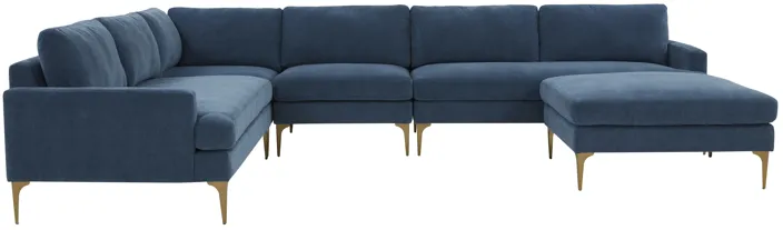 Serena Blue Velvet Large Chaise Sectional