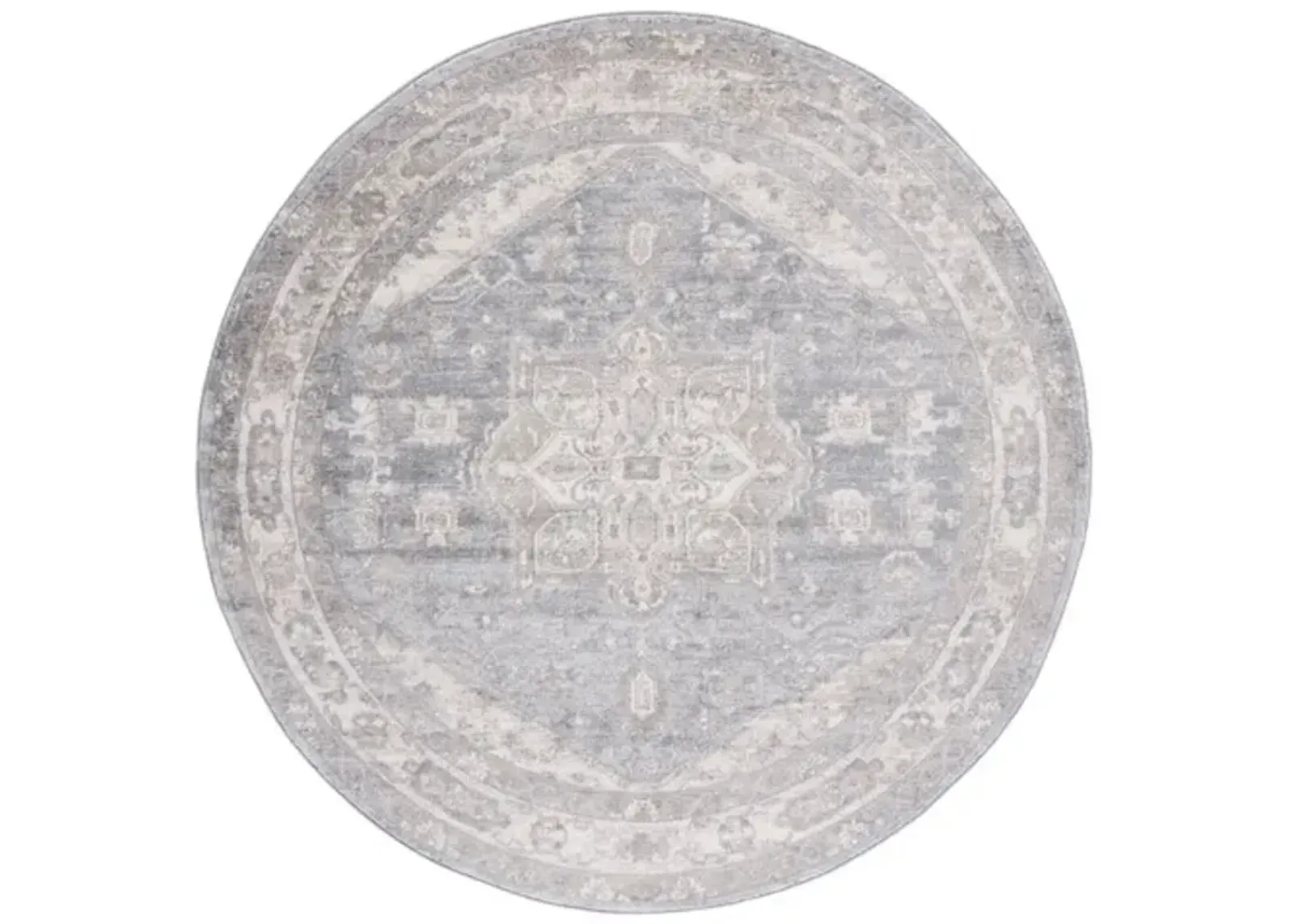 Brentwood 852 Grey / Beige 6'-7" X 6'-7" Round Round Powerloomed Rug