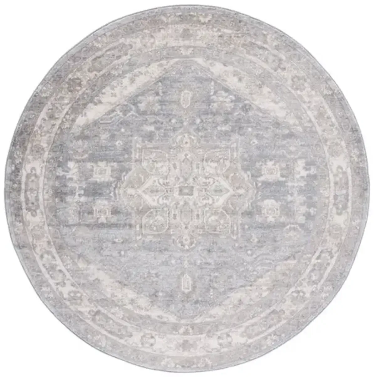 Brentwood 852 Grey / Beige 6'-7" X 6'-7" Round Round Powerloomed Rug