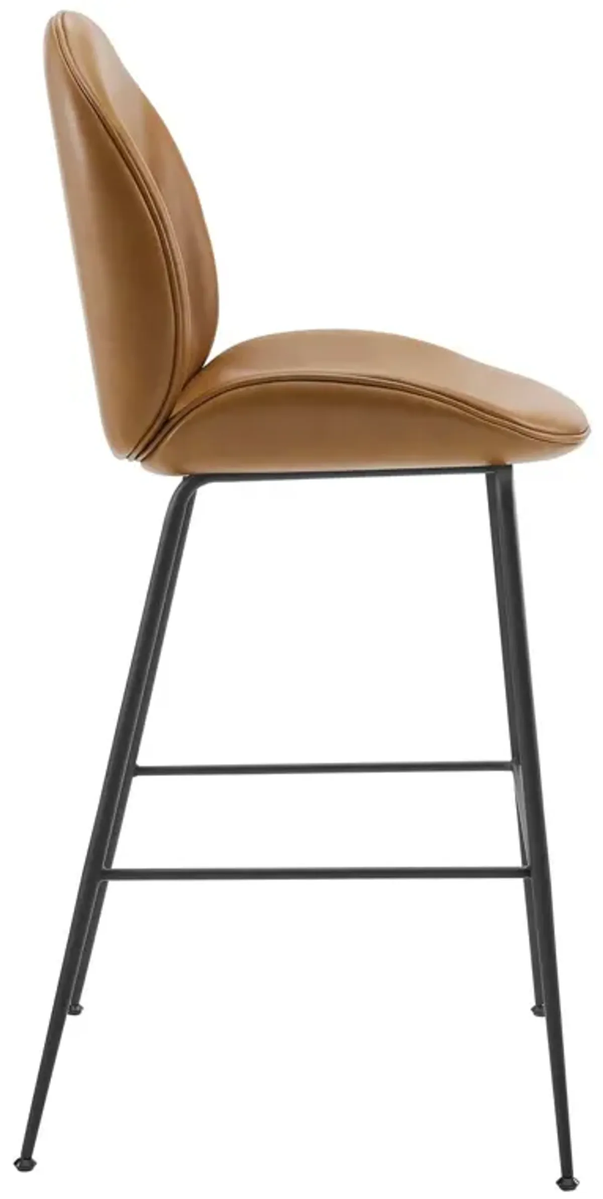 Scoop Black Powder Coated Steel Leg Vegan Leather Bar Stool