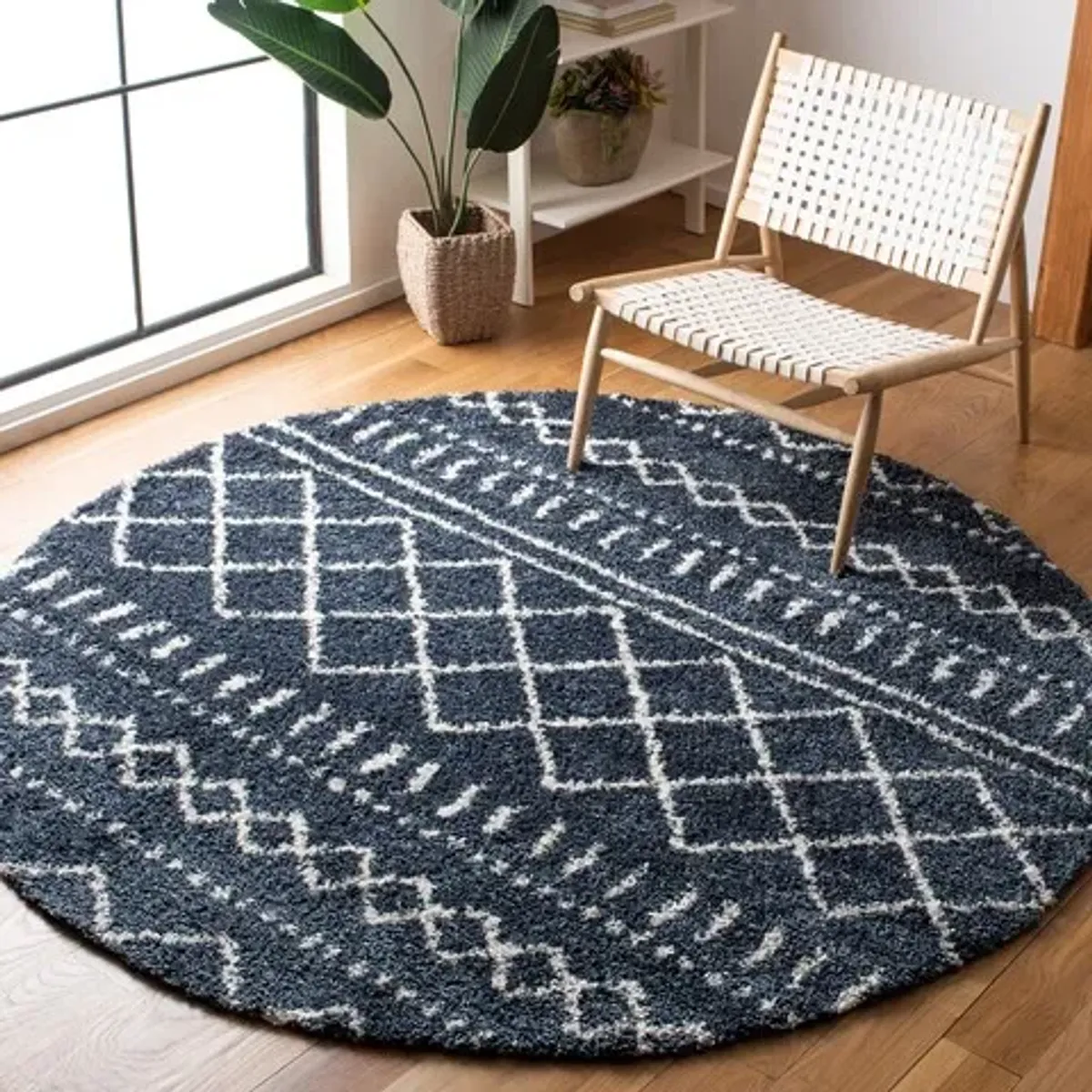 ARIZONA SHAG Round Power Loomed 3'-2" x 3'-2" Round Rug