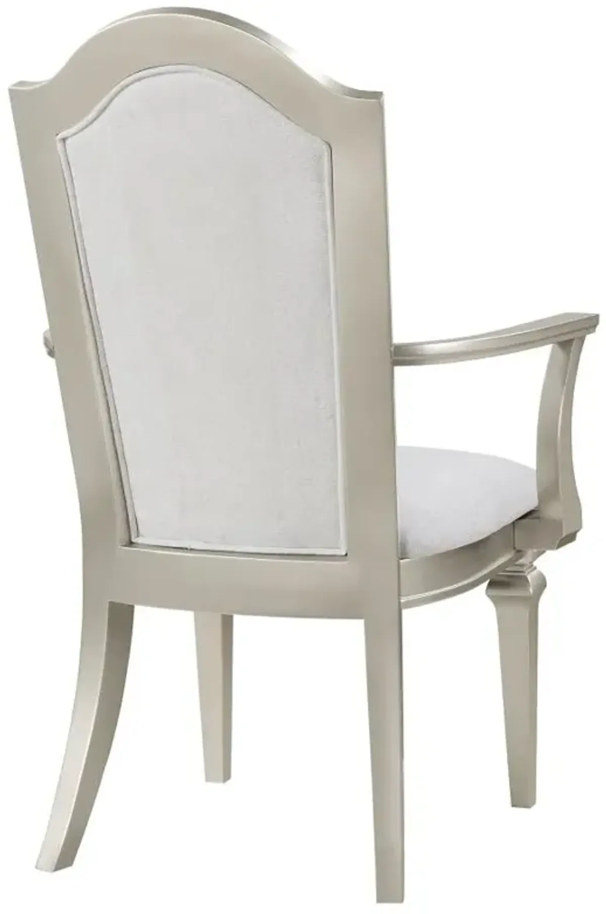 Evangeline Upholstered Dining Arm Chair with Faux Diamond Trim Ivory and Silver Oak (Set of 2)