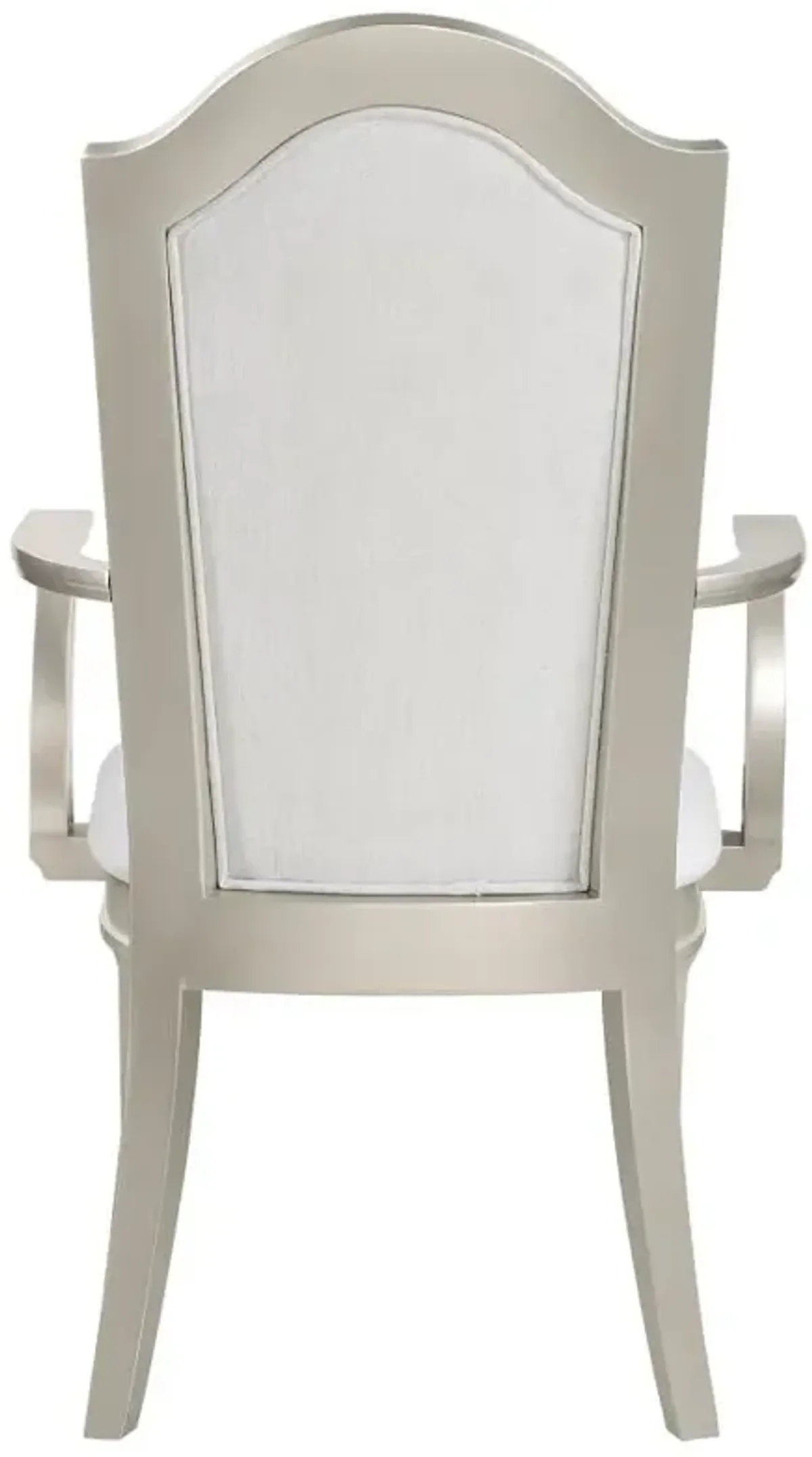 Evangeline Upholstered Dining Arm Chair with Faux Diamond Trim Ivory and Silver Oak (Set of 2)