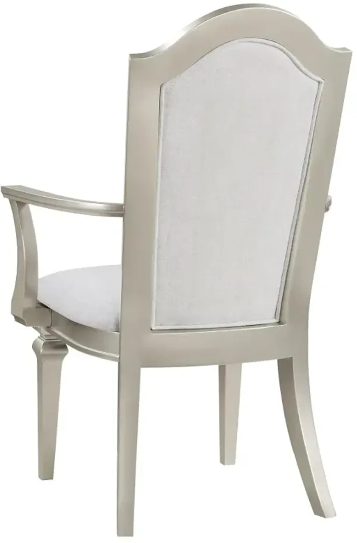 Evangeline Upholstered Dining Arm Chair with Faux Diamond Trim Ivory and Silver Oak (Set of 2)