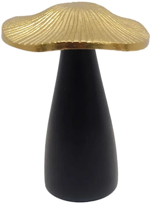 Metal, 6" Mushroom Deco, Black/gold