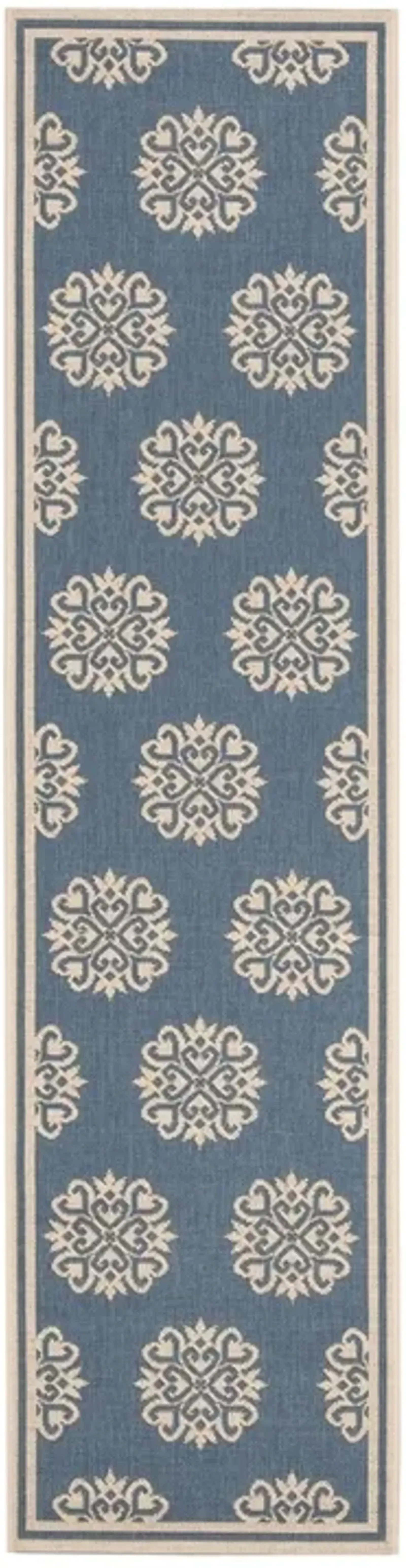 LINDEN 181 Collection LND181N-28 Cream / Blue 2'-2" X 8'