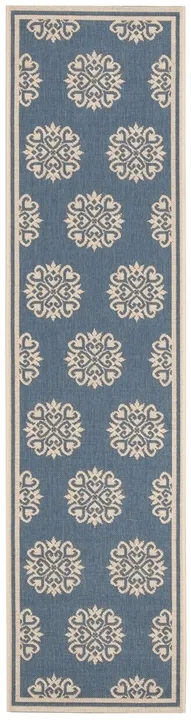 LINDEN 181 Collection LND181N-28 Cream / Blue 2'-2" X 8'