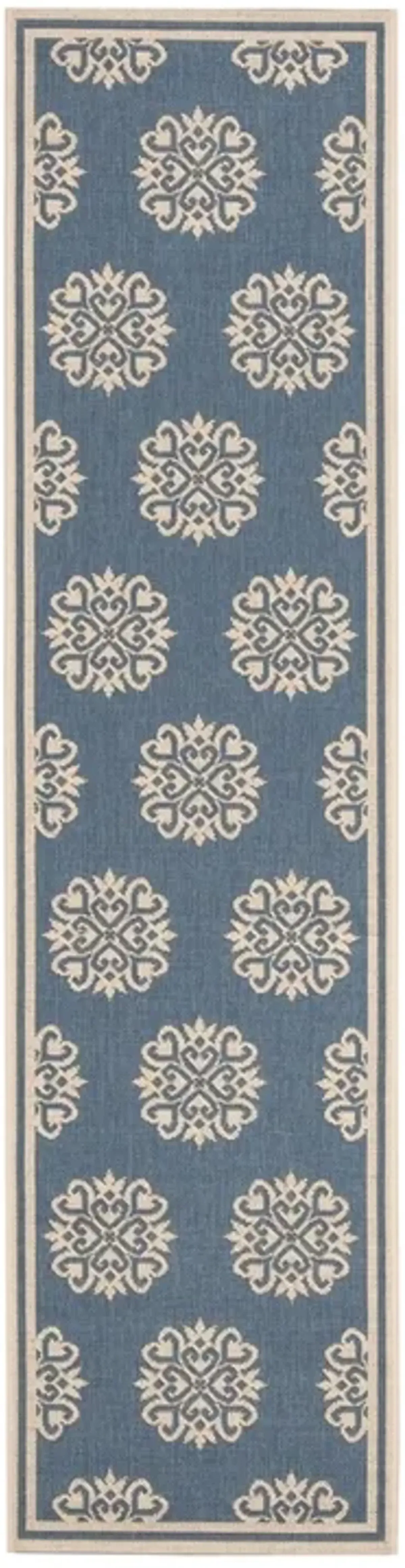 LINDEN 181 Collection LND181N-28 Cream / Blue 2'-2" X 8'