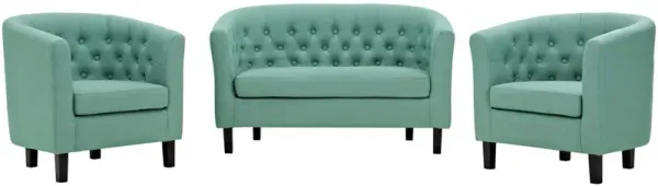 Prospect 3 Piece Upholstered Fabric Loveseat and Armchair Set