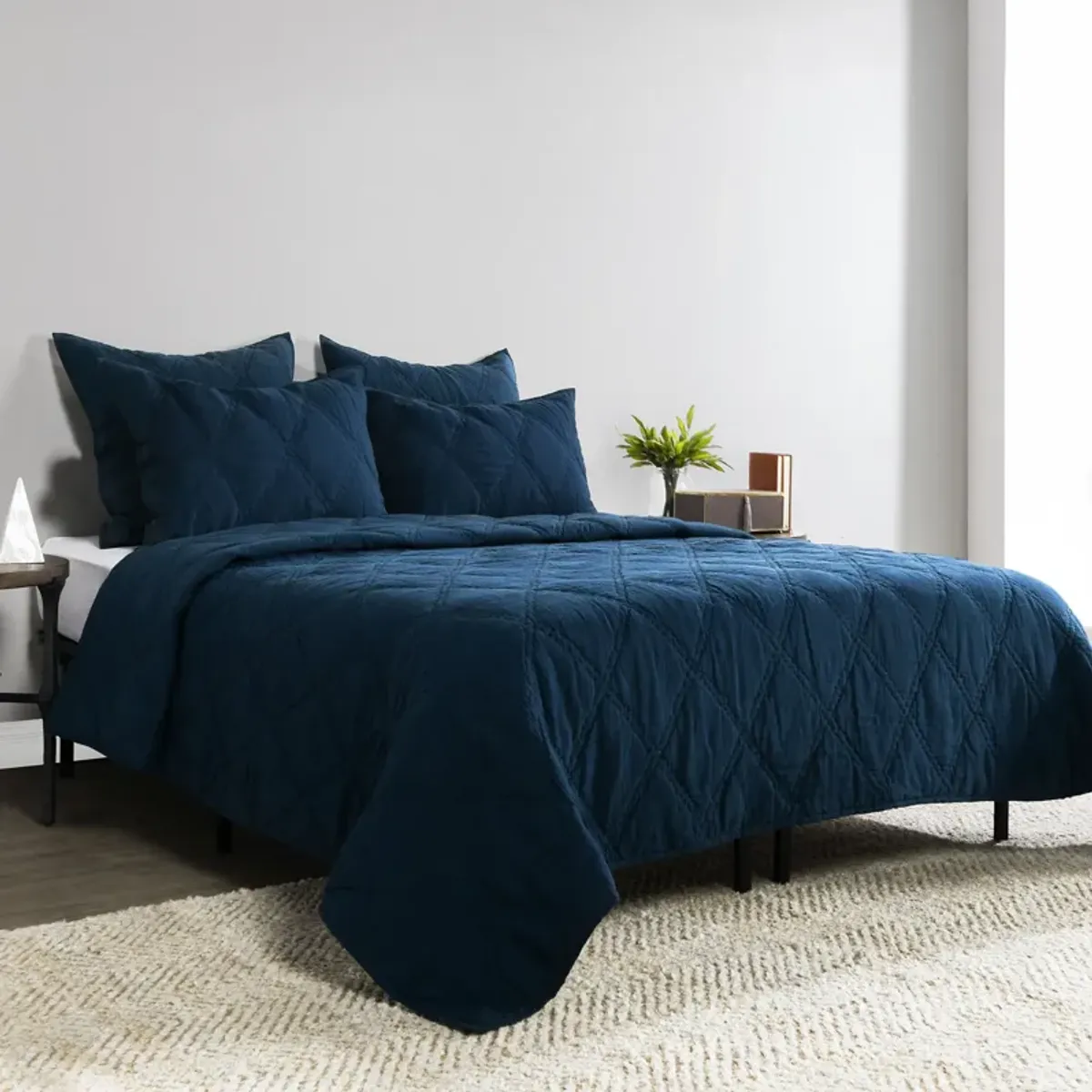 Casi 100% Belgian Flax Linen Midnight Blue Standard Sham