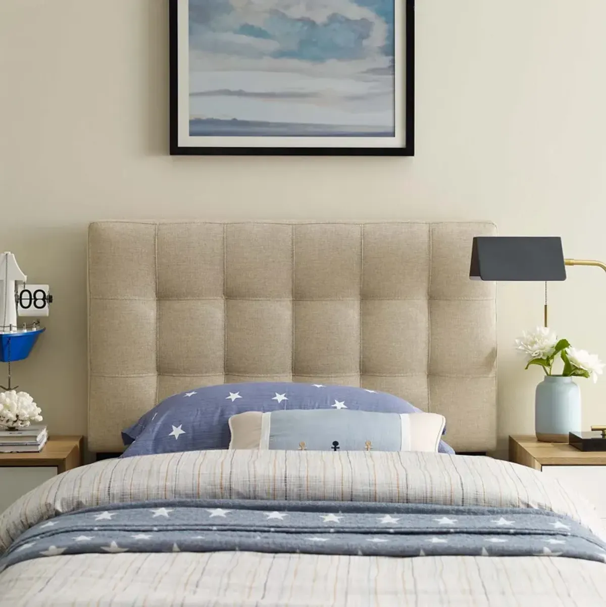 Lily Twin Upholstered Fabric Headboard