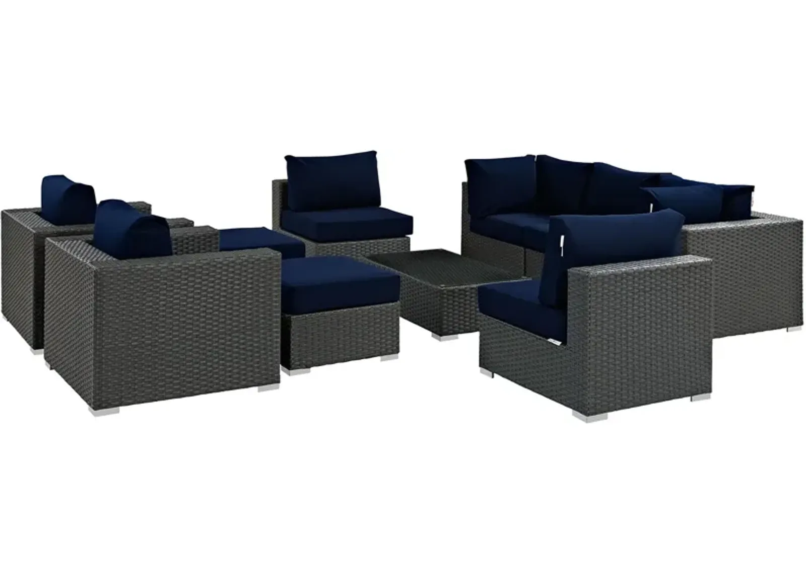 Sojourn 10 Piece Outdoor Patio Sunbrella® Sectional Set