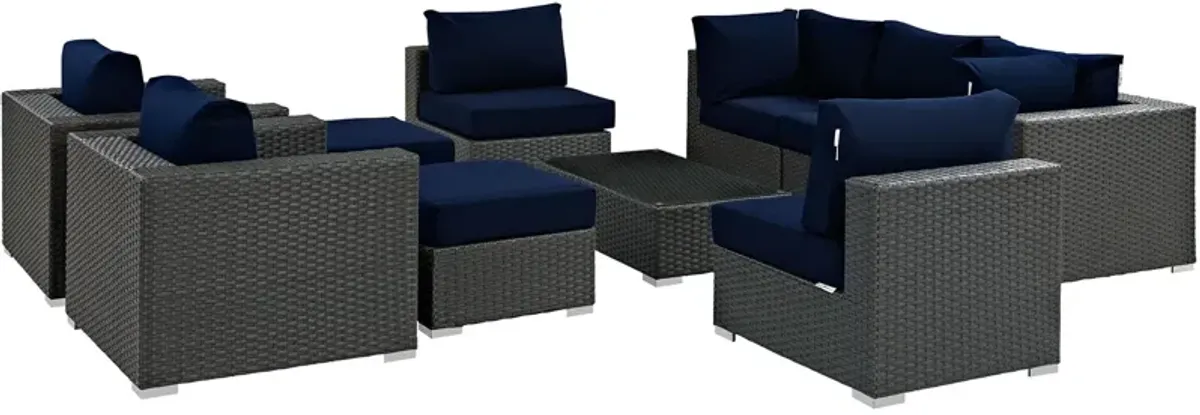 Sojourn 10 Piece Outdoor Patio Sunbrella® Sectional Set