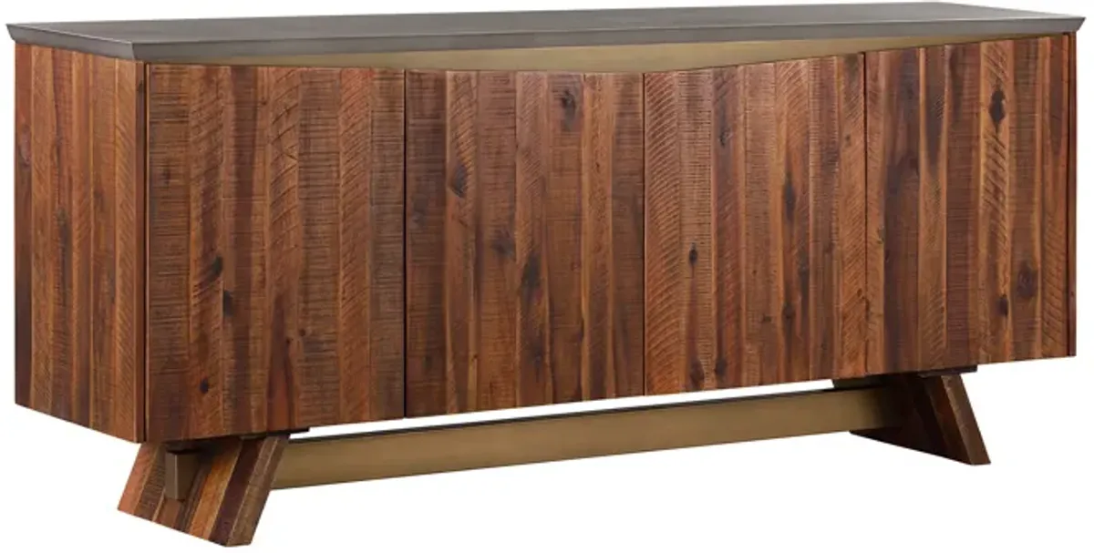 Picadilly 4 Door Sideboard Buffet in Acacia Wood and Concrete