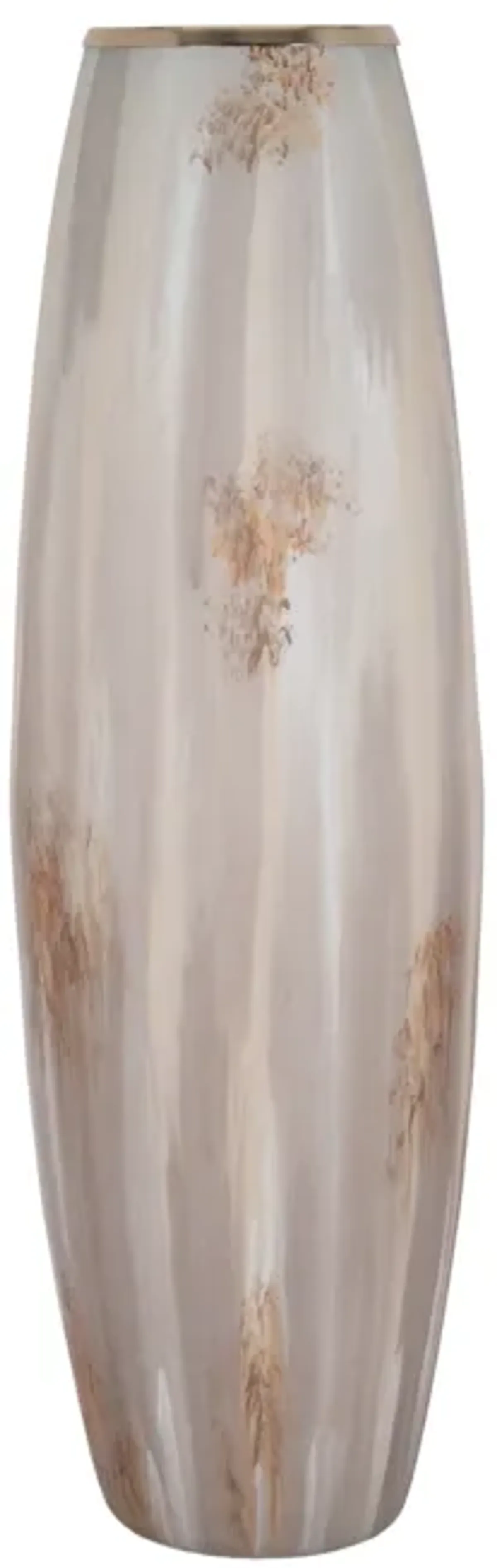 31" Curved Glass Vase Opal Finish, Ivory Multi