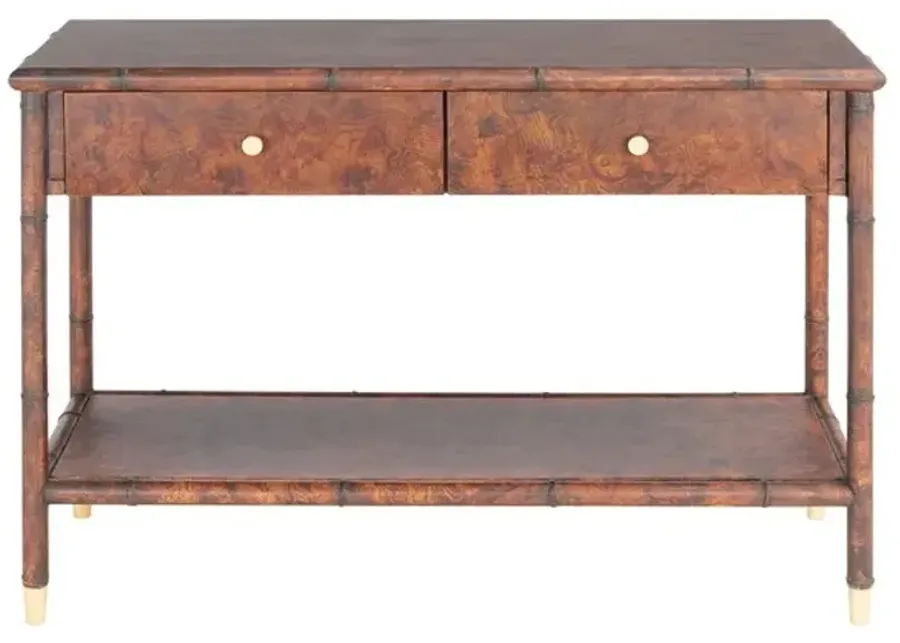 TUDOR 2 DRAWER 1 SHELF CONSOLE TABLE